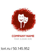 Theatrical masks Icon - Red WaterColor Circle Splash. Стоковая иллюстрация, агентство Ingram Publishing / Фотобанк Лори