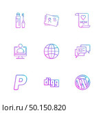 maskara , cosmetics ,card ,mom , profile ,globe, message, digg ,wordpress , paypal ,icon, vector, design,  flat,  collection, style, creative,  icons. Стоковая иллюстрация, агентство Ingram Publishing / Фотобанк Лори