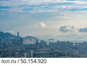 Sunset over Victoria Harbor as viewed atop Victoria Peak. Стоковое фото, агентство Ingram Publishing / Фотобанк Лори