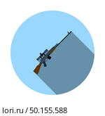 Sniper Rifle Icon. Flat Circle Stencil Design With Long Shadow. Vector Illustration. Стоковая иллюстрация, агентство Ingram Publishing / Фотобанк Лори