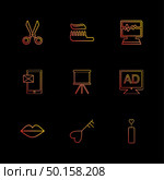 sicssor; tooth paste; ecg; medical; message; board; tv; ad; lips; heart; icon; vector; design; flat; collection; style; creative; icons. Стоковая иллюстрация, агентство Ingram Publishing / Фотобанк Лори