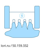 Hydro Power Station Icon. Thin Line With Blue Fill Design. Vector Illustration. Стоковая иллюстрация, агентство Ingram Publishing / Фотобанк Лори