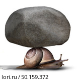 Concept of struggle and strong willpower as a business metaphor for dedication and determination even when facing a heavy load or burden as a composite image. Стоковое фото, агентство Ingram Publishing / Фотобанк Лори