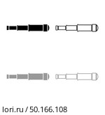 Spyglass Monocular Telescope lens icon outline set black grey color vector illustration flat style simple image. Стоковое фото, агентство Ingram Publishing / Фотобанк Лори