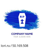 Halloween grave pictogram icon - Blue watercolor background. Стоковая иллюстрация, агентство Ingram Publishing / Фотобанк Лори