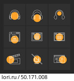 multimedia , user interface , camera , technology , play , pause , camcoder , video , click , capture , image , photography , photograph , icon, vector, design,  flat,  collection, style, creative,  icons. Стоковая иллюстрация, агентство Ingram Publishing / Фотобанк Лори