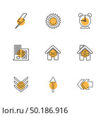 electric , alarm , home , back , ecology , sun , cloud , rain , weather , icon, vector, design,  flat,  collection, style, creative,  icons , sky , pointer , mouse , tree , enviroment , cloudy,icon, vector, design,  flat,  collection, style, creative,  icons. Стоковая иллюстрация, агентство Ingram Publishing / Фотобанк Лори