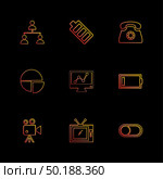 network , battery ,telephone  ,low battery , button , toggle , pie chart , camcoder ,graph , tv, icon, vector, design,  flat,  collection, style, creative,  icons. Стоковая иллюстрация, агентство Ingram Publishing / Фотобанк Лори