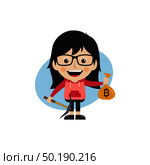 bitcoin crypto currency theme cartoon female woman miner girl vector. bitcoin crypto currency theme cartoon female woman miner girl. Стоковая иллюстрация, агентство Ingram Publishing / Фотобанк Лори
