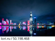 Shenzhen, China - August, 2019: Shenzhen cityscape at night. Стоковое фото, агентство Ingram Publishing / Фотобанк Лори