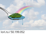 Clean environment food as a concept for saving the planet with 3D illustration elements. Стоковое фото, агентство Ingram Publishing / Фотобанк Лори