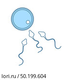 Sperm And Egg Cell Icon. Thin Line With Blue Fill Design. Vector Illustration. Стоковая иллюстрация, агентство Ingram Publishing / Фотобанк Лори