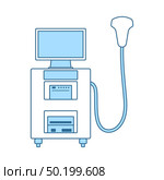 Ultrasound Diagnostic Machine Icon. Thin Line With Blue Fill Design. Vector Illustration. Стоковая иллюстрация, агентство Ingram Publishing / Фотобанк Лори