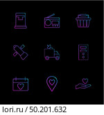 radio , truck  , navigation , calender , safe , sattelite  ,computer ,icon, vector, design,  flat,  collection, style, creative,  icons. Стоковая иллюстрация, агентство Ingram Publishing / Фотобанк Лори