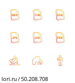 file type , files , documents , file  , doc , ai , psd , pdf , png , jpg , dmg , exe , msd , apk , txt, docx ,xls , html , css  , wav, mp3 , mp4 , db , eps , svg, icon, vector, design,  flat,  collection, style, creative,  icons. Стоковая иллюстрация, агентство Ingram Publishing / Фотобанк Лори