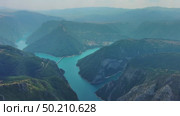 Piva river canyon aerial Montenegro. Стоковое видео, видеограф Михаил Коханчиков / Фотобанк Лори