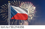 AI Generative The national flag of the independence of the state of Czech Republic, background of fireworks. Стоковое AI-видео, аниматор Spirit River / Фотобанк Лори