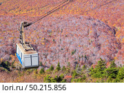 Aerial view of red leaf autumn fall season for Forest wodland From Hakkoda Mountain with Hakkoda Ropeway in Aomori Tohoku Japan. Стоковое фото, агентство Ingram Publishing / Фотобанк Лори