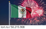 AI Generative The national flag of the independence of the state of Mexico, background of fireworks. Стоковое AI-видео, аниматор Spirit River / Фотобанк Лори