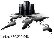 World oil crisis energy concept and petroleum exports symbol as a global fossil fuel supply icon as a spill shaped as the planet as a 3D illustration on white. Стоковое фото, агентство Ingram Publishing / Фотобанк Лори