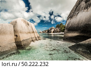 Beautiful beach Anse Source D’argent in Praslin, Seychelles. Стоковое фото, агентство Ingram Publishing / Фотобанк Лори