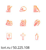 cricket , bat , cap , wicket , axe , bit coin , key , church , cross , candle , bible,  icon, vector, design,  flat,  collection, style, creative,  icons . Стоковая иллюстрация, агентство Ingram Publishing / Фотобанк Лори