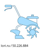 Garden Tiller Icon. Thin Line With Blue Fill Design. Vector Illustration. Стоковая иллюстрация, агентство Ingram Publishing / Фотобанк Лори