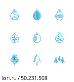 Christmas balls , snowflakes, tress , christmas , snow , winter , merry christmas , 25 dec , balls , decoration , evening , snowfall , icon, vector, design,  flat,  collection, style, creative,  icons. Стоковая иллюстрация, агентство Ingram Publishing / Фотобанк Лори