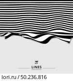 Abstract striped black and white curved line stripe wave background. Vector illustration. Стоковая иллюстрация, агентство Ingram Publishing / Фотобанк Лори