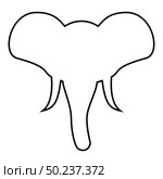 Head of elephant silhouette mascot front view African or Indian animal icon outline black color vector illustration flat style simple image. Стоковая иллюстрация, агентство Ingram Publishing / Фотобанк Лори