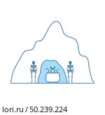Scare Cave Icon. Thin Line With Blue Fill Design. Vector Illustration. Стоковая иллюстрация, агентство Ingram Publishing / Фотобанк Лори