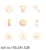 medal , compass , skype , wifi , behance , sports , games , fitness , athletics , football , bodybuilding , snooker , ball , cricket , tennis , stopwatch , golf  , social , media , icon, vector, design,  flat,  collection, style, creative,  icons. Стоковая иллюстрация, агентство Ingram Publishing / Фотобанк Лори