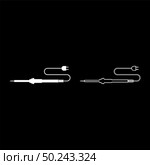 Electric soldering iron for radio repair work icon outline set white color vector illustration flat style simple image. Стоковая иллюстрация, агентство Ingram Publishing / Фотобанк Лори