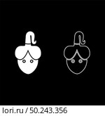 Woman head with scythe Face in front icon outline set white color vector illustration flat style simple image. Стоковая иллюстрация, агентство Ingram Publishing / Фотобанк Лори