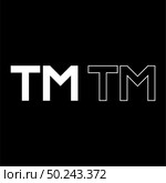 TM letter trademark icon outline set white color vector illustration flat style simple image. Стоковая иллюстрация, агентство Ingram Publishing / Фотобанк Лори