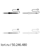 Electric soldering iron for radio repair work icon outline set black grey color vector illustration flat style simple image. Electric soldering iron for radio repair work icon outline set black grey color vector illustration flat style image. Стоковая иллюстрация, агентство Ingram Publishing / Фотобанк Лори
