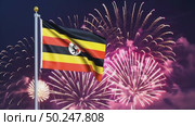 AI Generative National flag independence state Uganda, background fireworks. Стоковое AI-видео, аниматор Spirit River / Фотобанк Лори