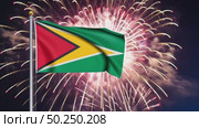 AI Generative The national flag of the independence of the state of Guyana, background of fireworks. Стоковое AI-видео, аниматор Spirit River / Фотобанк Лори