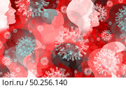 Disease outbreak and coronavirus infectious symptoms and coronaviruses influenza spread as dangerous flu strain cases as a pandemic medical health risk concept with disease cells as a 3D render. Стоковое фото, агентство Ingram Publishing / Фотобанк Лори