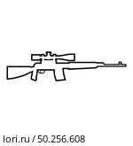 Sniper rifle icon outline black color vector illustration flat style simple image. Sniper rifle icon outline black color vector illustration flat style image. Стоковая иллюстрация, агентство Ingram Publishing / Фотобанк Лори