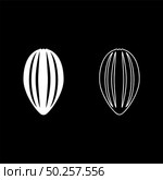 Cacao bob pod Cocoa fruit peel Chocolate seeds icon outline set white color vector illustration flat style simple image. Cacao bob pod Cocoa fruit peel Chocolate seeds icon outline set white color vector illustration flat style image. Стоковая иллюстрация, агентство Ingram Publishing / Фотобанк Лори