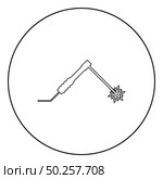 Welding process Spark from electrode with torch Work and tools concept icon in circle round outline black color vector illustration flat style simple image. Welding process Spark from electrode with torch Work and tools concept icon in circle round outline black color vector illustration flat style image. Стоковая иллюстрация, агентство Ingram Publishing / Фотобанк Лори