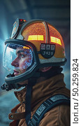 A firefighter's helmet AI overlays structural analysis and building house blueprint plan across smoke-filled corridors, emergency concept. Стоковое AI-видео, аниматор Sergey Grishin / Фотобанк Лори