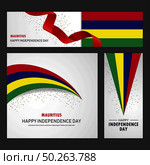 Happy Mauritius independence day Banner and Background Set. Стоковая иллюстрация, агентство Ingram Publishing / Фотобанк Лори