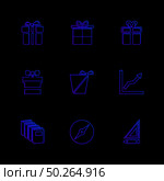 giftboxes , gifts , christmas , birthdays , dollar,  shopping, compass , checkboxes , search , chart , time , map , icon, vector, design,  flat,  collection, style, creative,  icons. Стоковая иллюстрация, агентство Ingram Publishing / Фотобанк Лори