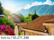 Historic city of Perast at Bay of Kotor in spring, Montenegro. Стоковое фото, агентство Ingram Publishing / Фотобанк Лори