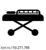 Medical bed Couch patient Hospital gurney intensive care icon black color vector illustration flat style simple image. Medical bed Couch patient Hospital gurney intensive care icon black color vector illustration flat style image. Стоковая иллюстрация, агентство Ingram Publishing / Фотобанк Лори