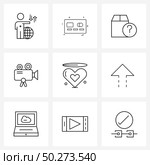 Pack of 9 Universal Line Icons for Web Applications valentine, love, information, angle, movie camera Vector Illustration. Стоковая иллюстрация, агентство Ingram Publishing / Фотобанк Лори