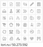 Mobile UI Line Icon Set of 36 Modern Pictograms of calculate, work, lock, business, pencil Vector Illustration. Стоковая иллюстрация, агентство Ingram Publishing / Фотобанк Лори