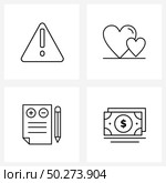 UI Set of 4 Basic Line Icons of alert; decision making; warning; love; preferences Vector Illustration. Стоковая иллюстрация, агентство Ingram Publishing / Фотобанк Лори